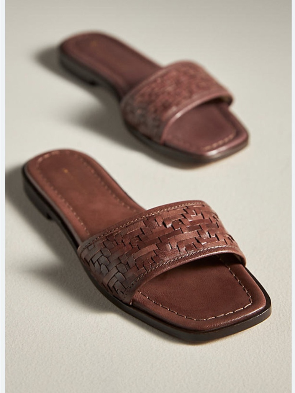 ANTHROPOLOGIE 
Woven Leather Slide Sandals